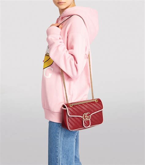 Womens Gucci Red Small Marmont Matelassé Shoulder Bag Harrods Uk