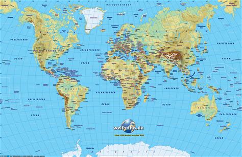 Karte Von Welt Physikalisch Übersichtskarte Regionen Der Welt