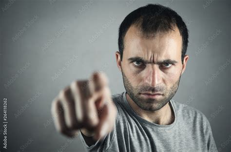 Caucasian Angry Man Pointing Finger At You Stock Photo Adobe Stock