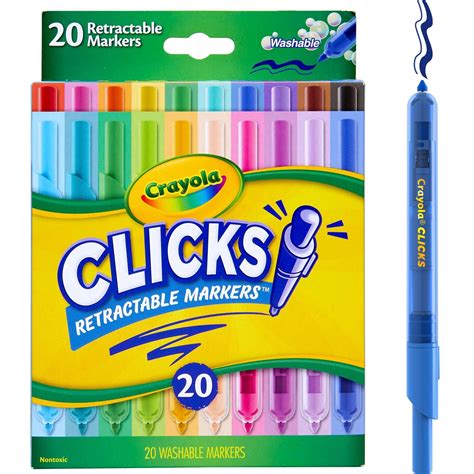Crayola 20 Count Clickable Washable Markers Back To School Supplies
