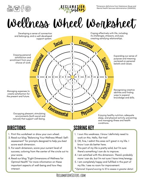 Free Printable Health And Wellness Worksheets