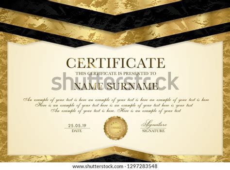 Certificate Template Geometry Frame Gold Badge Stock Vector Royalty