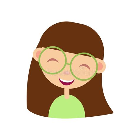 Cartoon Girl Nerd Funny Female Character In Glasses
