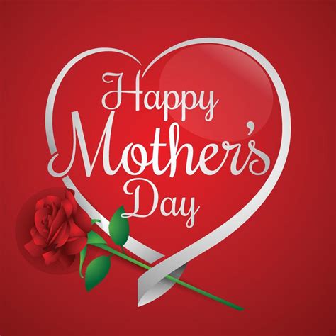 Happy Mothers Day Typographical Red Roses With A Heart Shaped Design