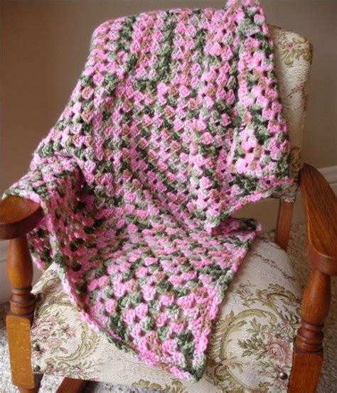 Pink Camouflage Baby Blanket Afghan Hand Crocheted By Vegkat Baby