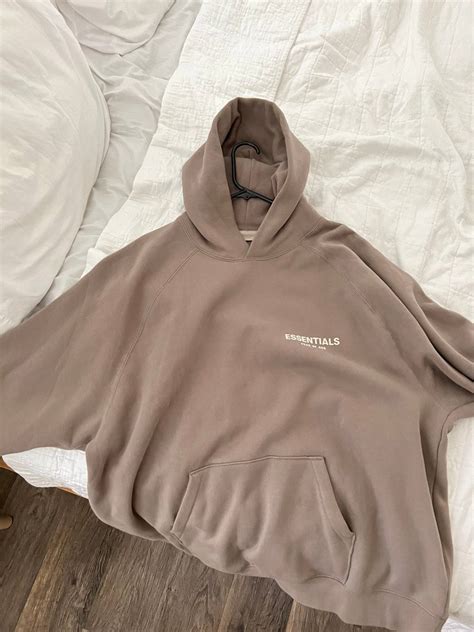 fear of god fear of god essentials desert taupe hoodie xl grailed