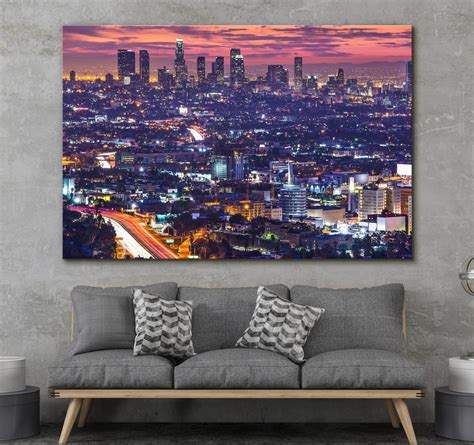 Los Angeles Art Los Angeles Poster Skyline Downtown Los Etsy In 2021