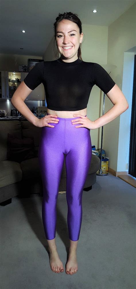 Lilac Purple Shiny Leggings Spandex Lycra Dance Yoga Pants Small Uk 32