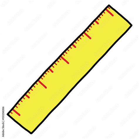 Yellow Ruler Cartoon Vector And Illustration Hand Drawn Style