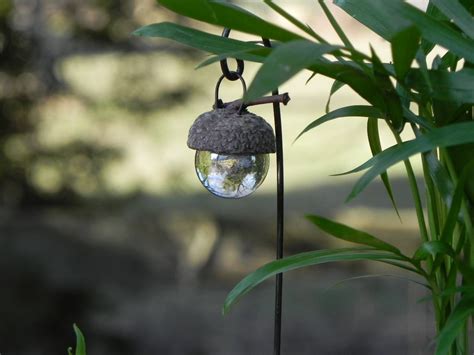 Miniature Fairy Garden Acorn Cap Lantern On Decorative Hook Clear