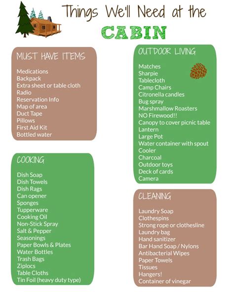 The Ultimate Cabin Trip Packing List 50 Things To Bring Packing List