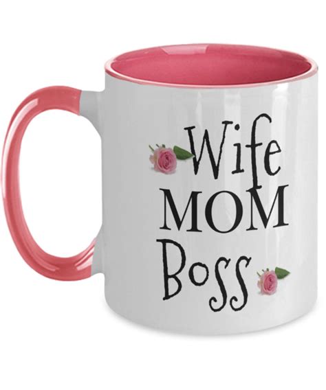 Wife Mom Boss Mug Stylish Coffee Mug Large Ceramic Flowers Etsy