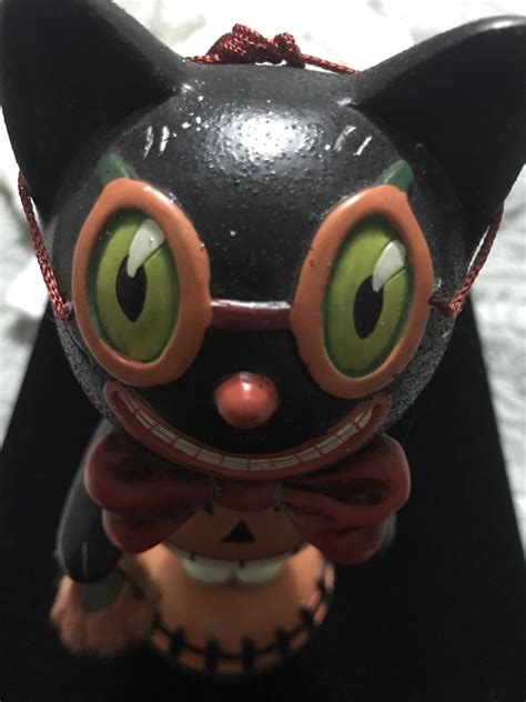 Dept 56 Halloween Black Cat Bobblehead Wobble Goblin Glitterville