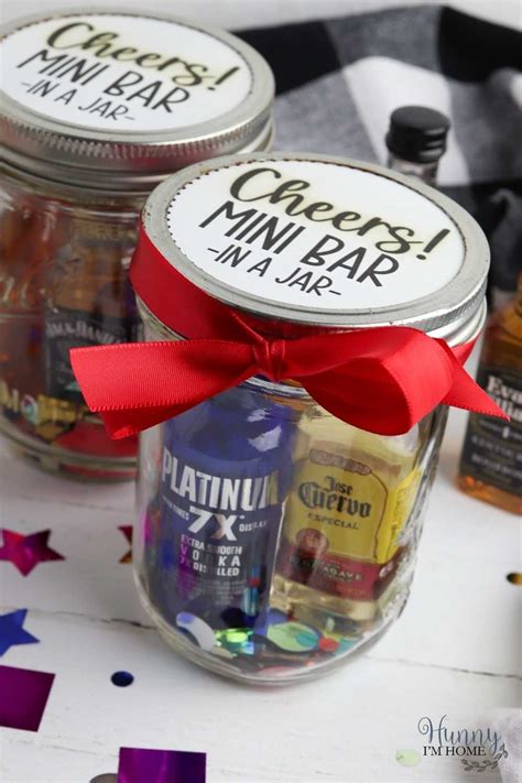 Quick Easy Mini Bar In A Jar Gift With Printable Label Mini Liquor
