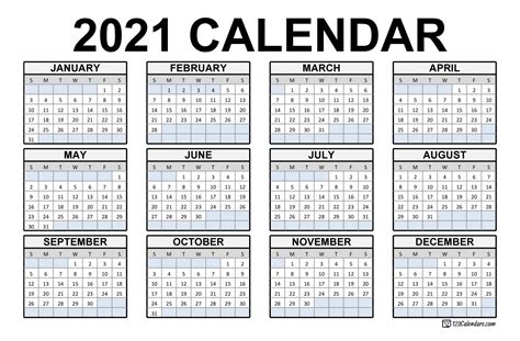 Free 2021 Printable Monthly Calendar With Holidays Word Pdf Landscape Riset