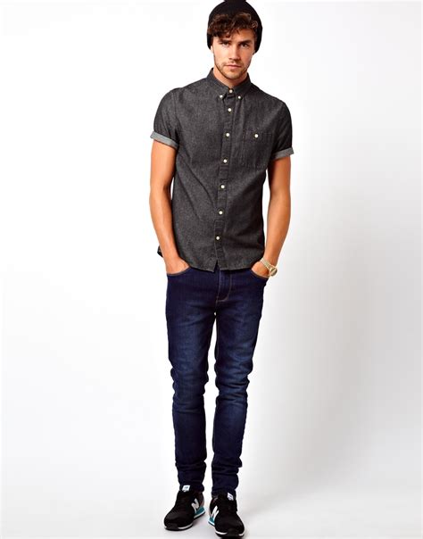 Shop over 190 top black shirt blue jeans and earn cash back all in one place. Lyst - Puma Asos Black Denim Shirt in Short Sleeve in ...