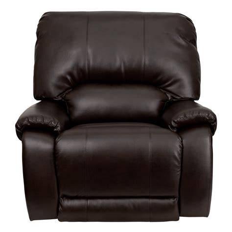 The leather sofa seats four* and includes reclining chairs at each end. Overstuffed Leather Chaise Recliner | Wayfair