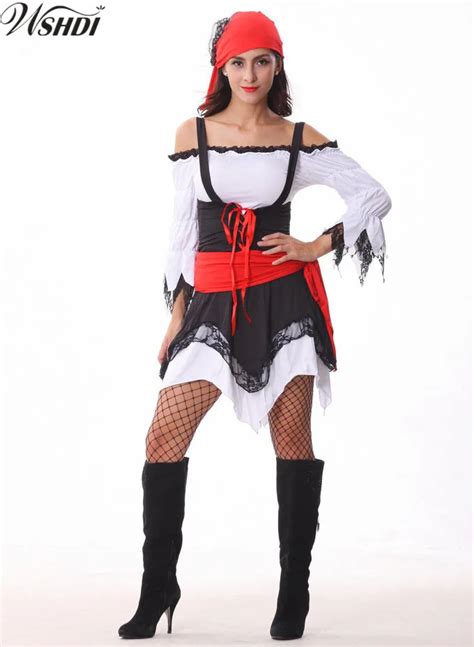 Female Adult Caribbean Pirates Of The Caribbean Pirate Costumes Women Halloween Cosplay Pirates