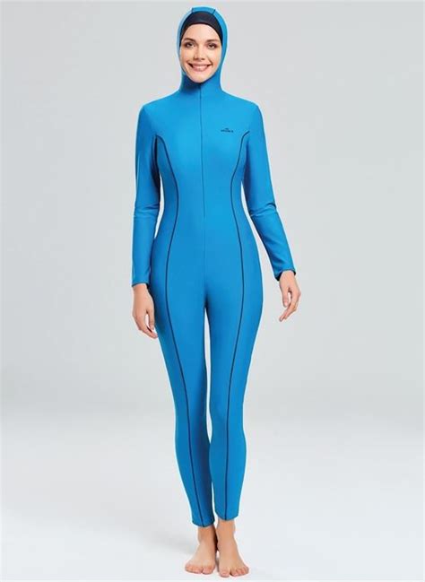 Full Cover Sportive 4047 Burkini Swimsuit Dark Blue 2020 Mayolar