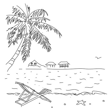 Palm Trees Beach Drawing