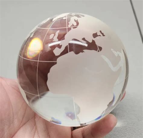 Round Earth Globe World Map Crystal Glass Clear Paperweight Table Desk Decor 4 19 99 Picclick