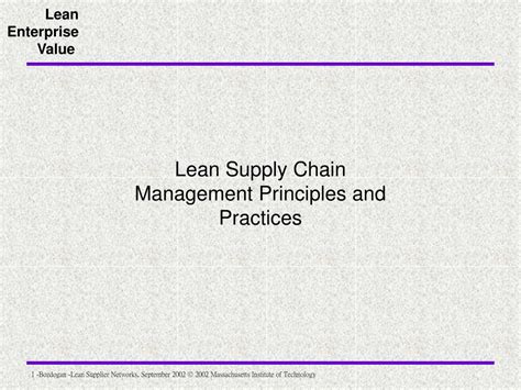 Ppt Lean Supply Chain Management Principles And Practices Powerpoint