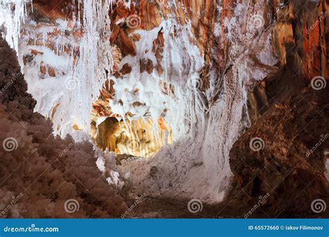 Cave With White Stalactites Stock Photo Image Of Stone Industry