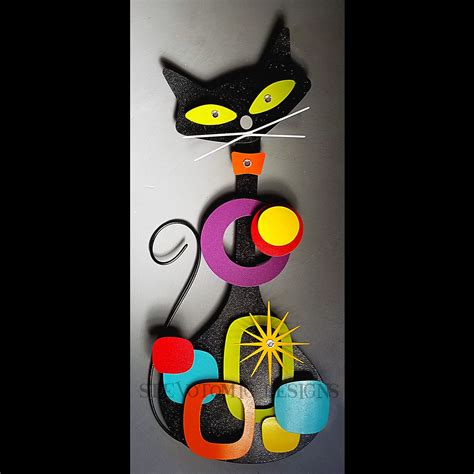 Cool Retro Cat Art By Stevotomic Whimsical Wall Art Cat Art Retro Cats