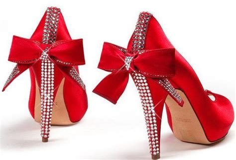 Red Shoes Bow High Heels Bridal Shoes Red Satin Heels