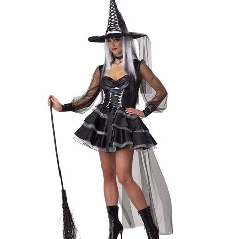 Black Medieval Magic Long Gothic Fancy Dress Adult Cosplay Sexy Witch