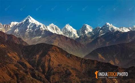 Panchachuli Himalaya Snow Peaks From Munsiyari Uttarakhand India