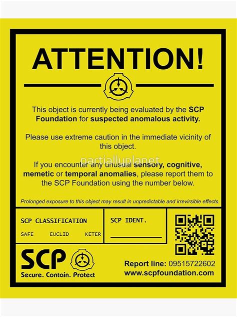 Scp Anomalous Object Poster For Sale By Partiallyplanet Redbubble