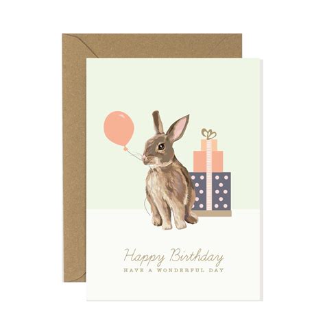 Rabbit Happy Birthday Card Sirocco Design