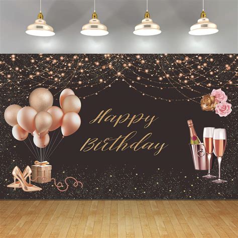 Buy Happy Birthday Backdrop Banner For Women Girls Fabric Pink Rose