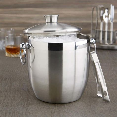 Oggi Basic Ice Bucket With Tongs Stainless Steel Kitchen Stuff Plus