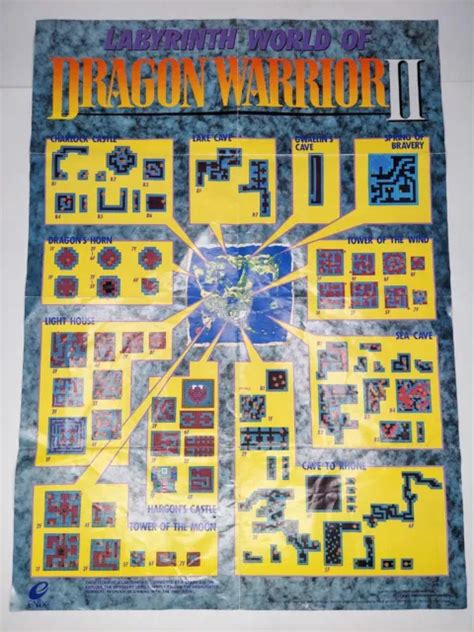 LABYRINTH WORLD DRAGON Warrior II Nintendo NES Map Item Weapon Monster Chart PicClick