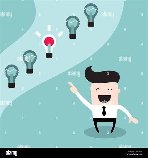 Happy Businessman Choosing The Bright Idea Successful Business Concept