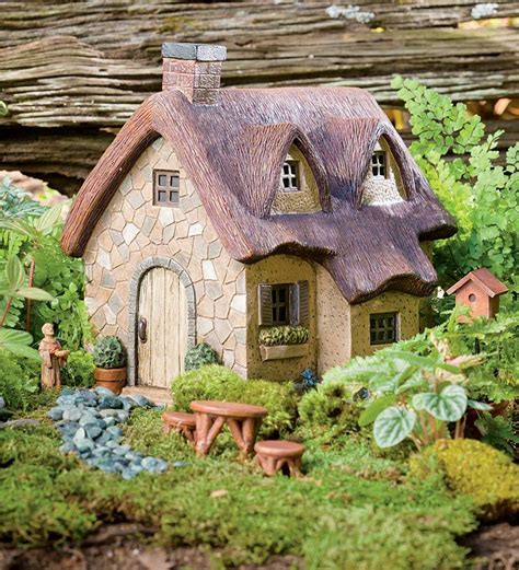 Resin Thatched Fairy Cottage And Fairy Garden Accessories Plowhearth