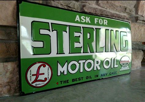 Original Sterling Motor Oil Embossed Tin Sign Garage Signs Old Signs Gas Service