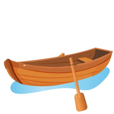 Color Image Of Cartoon Boat With Paddles On White Background Hobby And