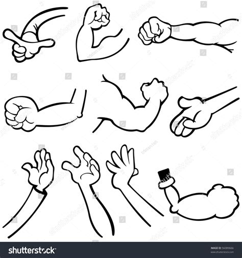 Vector Illustration Humans Hands Different Poses Vector Có Sẵn Miễn