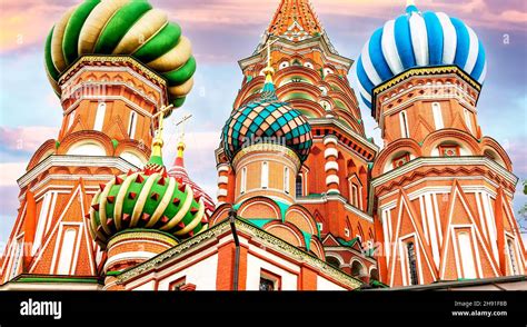 Domes Of Saint Basil S Pokrovsky Cathedral On Red Square In Moscow
