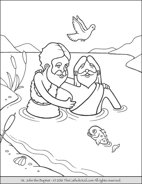 These pages may be printed and copied for educational use. The Baptism of Jesus - Coloring Page - SundaySchoolist