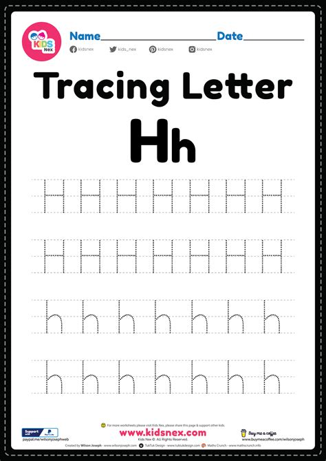 Tracing Letter H Alphabet Worksheet Free Printable Pdf