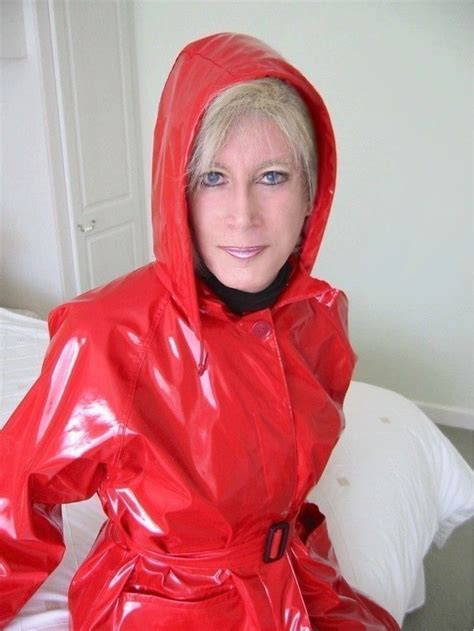 Mickey Looking Lovely As Usual In Her Glossy Red Mackintosh Rain Wear Rainwear Fashion Red