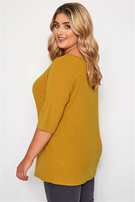 Mustard Yellow Ribbed Top Yours Clothing