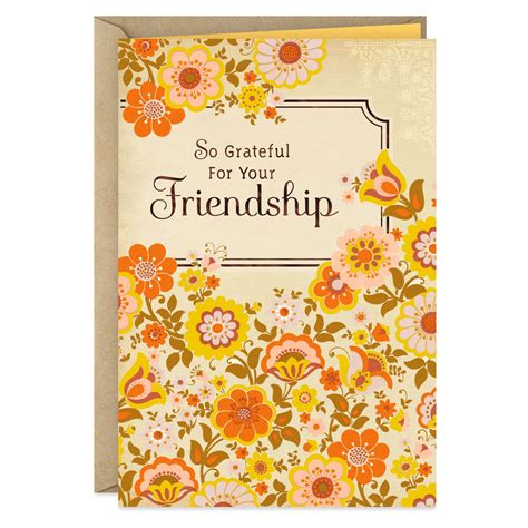 Flowers Grateful For Your Friendship Thanksgiving Card Greeting Cards