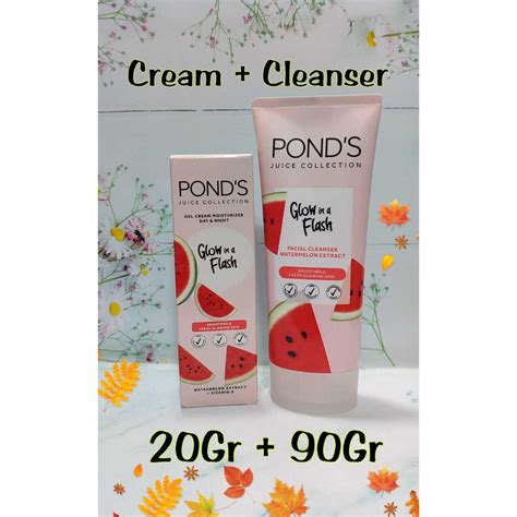 jual paket ponds juice collection watermelon gel cream day and night 20gr facial cleanser 90gr
