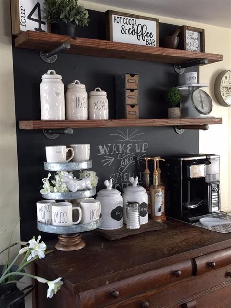 Coffee bar decor, black & white tiered tray items! 27 kreative DIY Coffee Bar Ideen für Ihr gemütliches ...