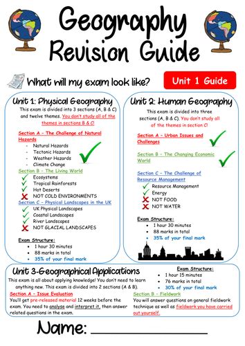 Aqa 9 1 Aqa Geography Revision Guidesposter Teaching Resources